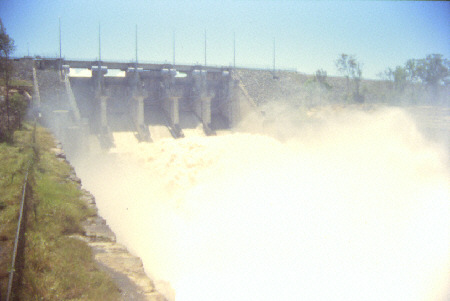 Wivenhoe Dam with flood gates open