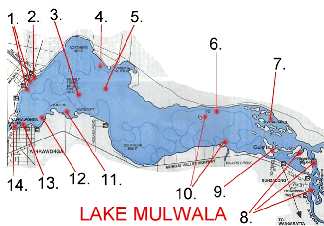 Lake Mulwala Hot Spots. Sweetwater Fishing Australia