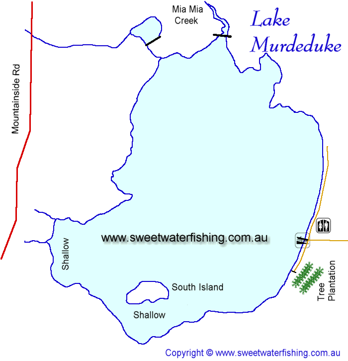 Lake Murdeduke Map. Copyright © www.sweetwaterfishing.com.au